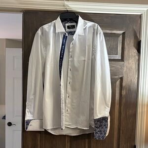 Stylish White Shirt with Blue Accents